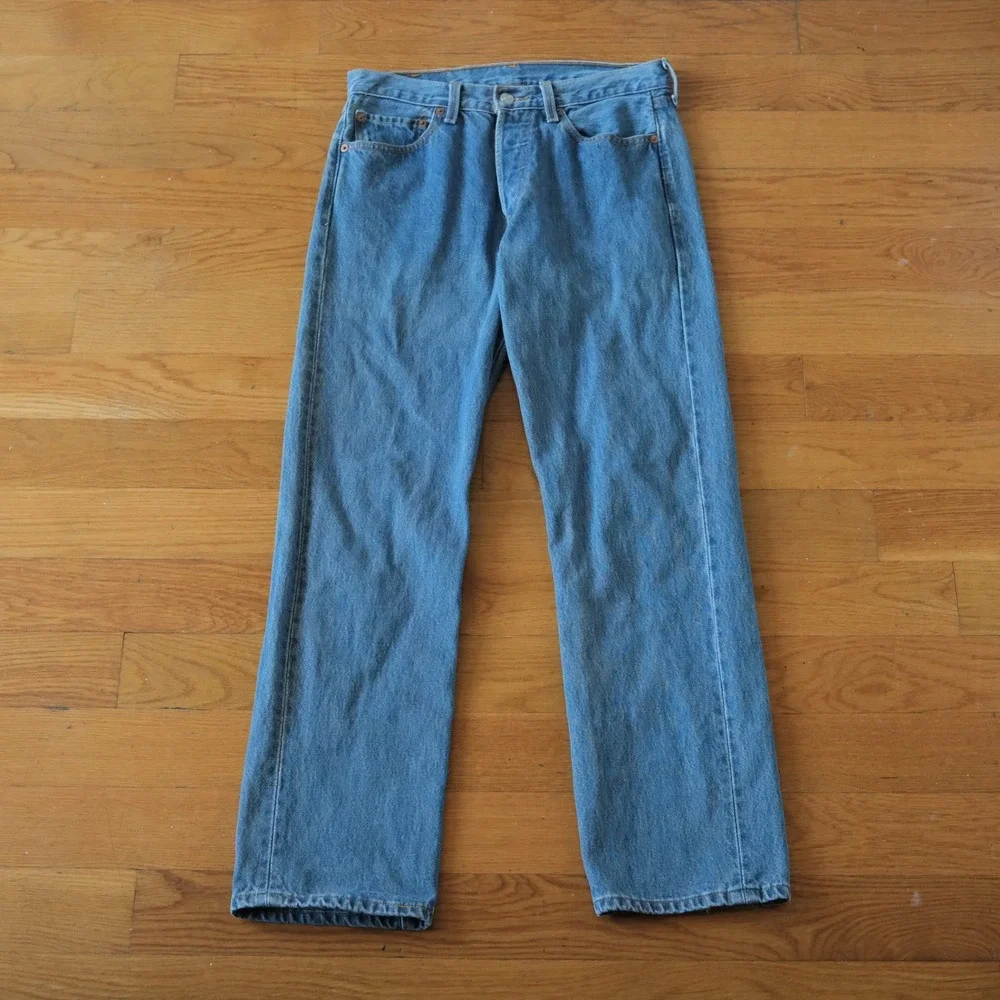 Levi's 501 Jeans Men Blue Original Fit Button Fly Straight Leg 31x30 Casual